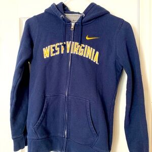 Nike navy WVU Mountaineers full zip hoodie. Kids medium